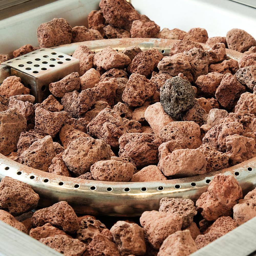 None 28 in. Light Gray Metal Slat Top Gas Fire Pit Table