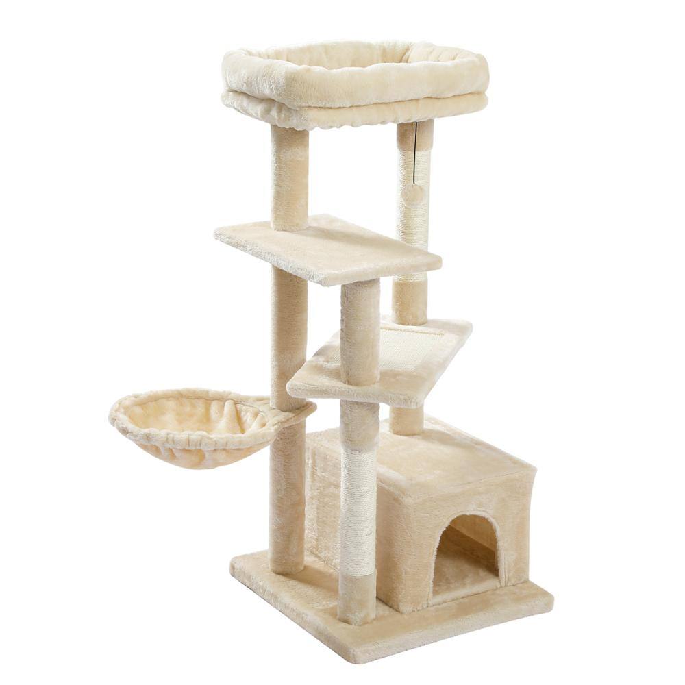 Foobrues Cat Tree for Indoor Cats, 42 in. Multi-Level Cat Tower with Sisal Covered Scratching Posts and Spacious Condo