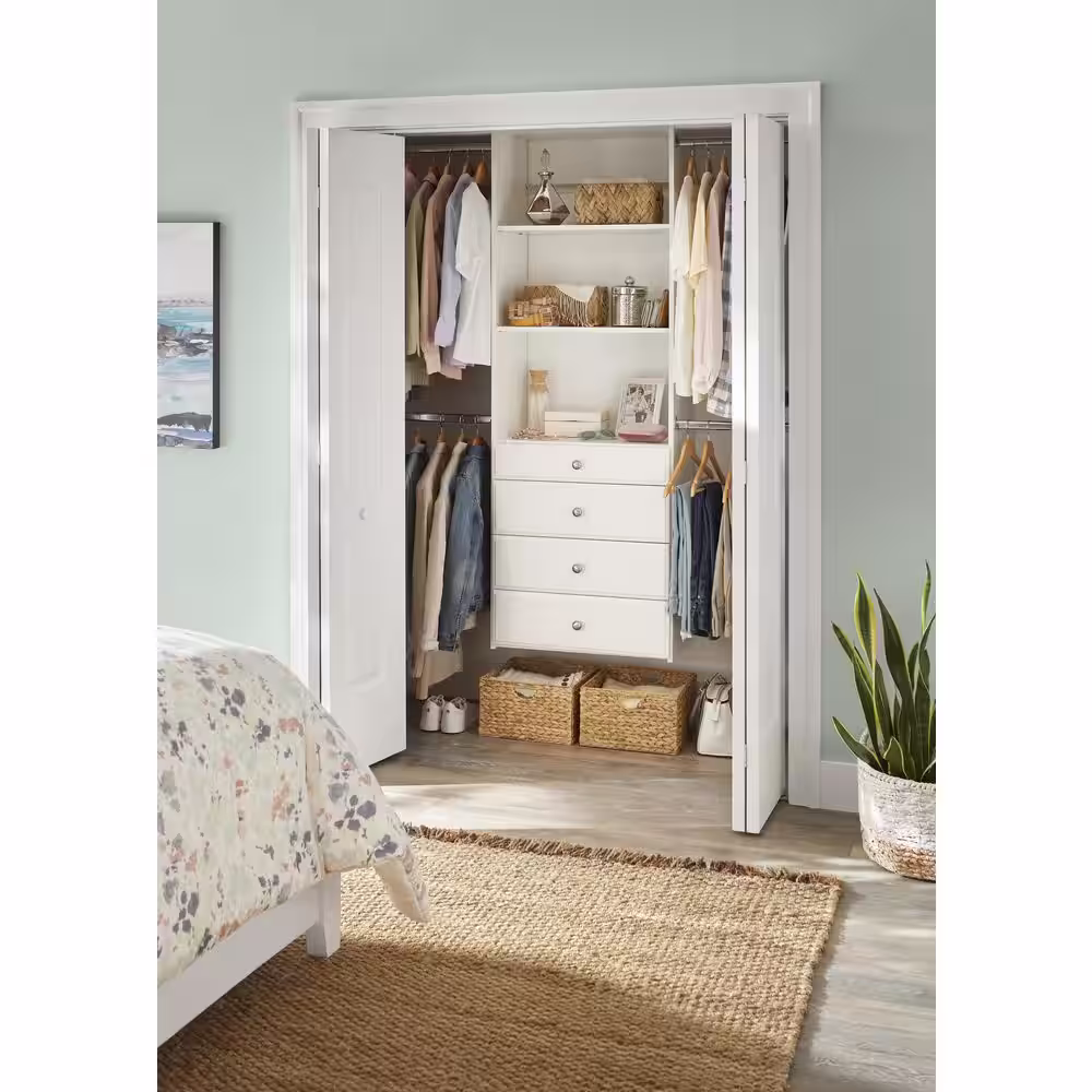 Closet Evolution Ultimate 60 in. W - 96 in. W Tower Wall Mount 6-Shelf Wood Closet System