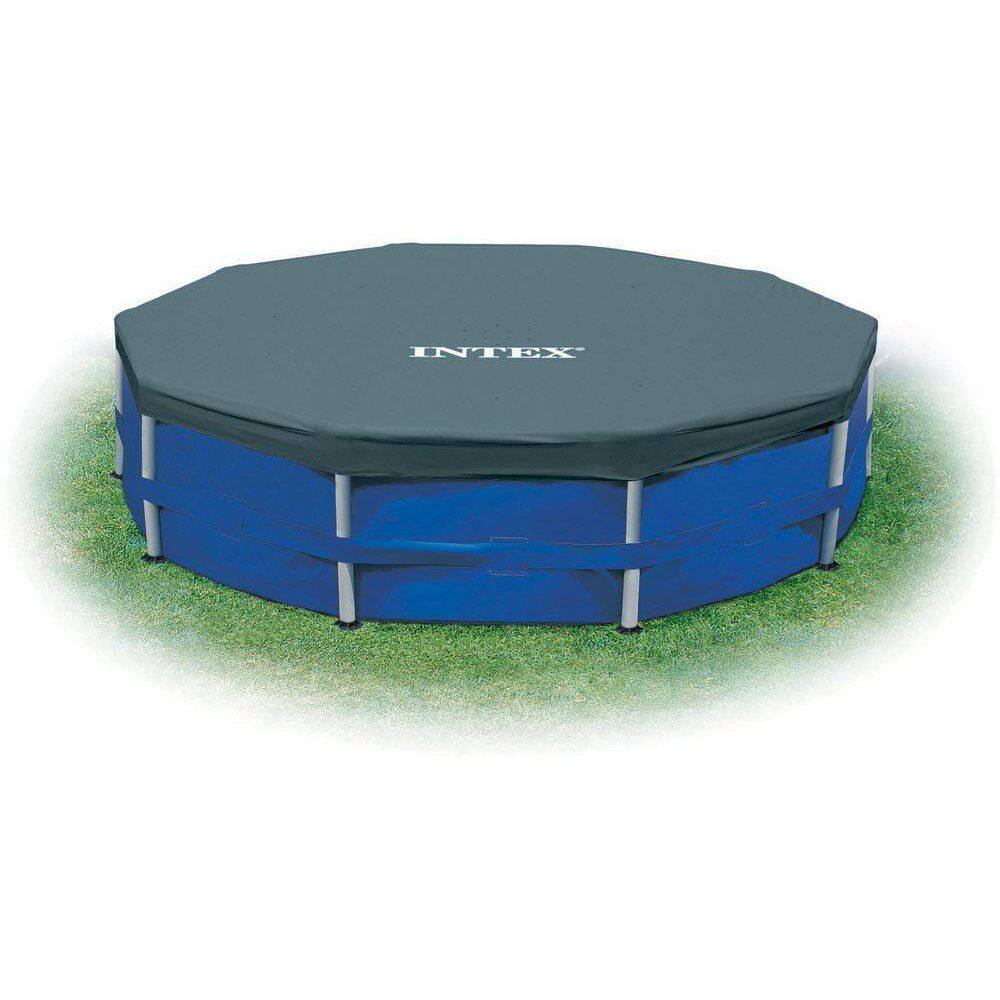 INTEX 12 Foot x 30 In. Above Ground Pool & 12 Foot Round Pool Cover