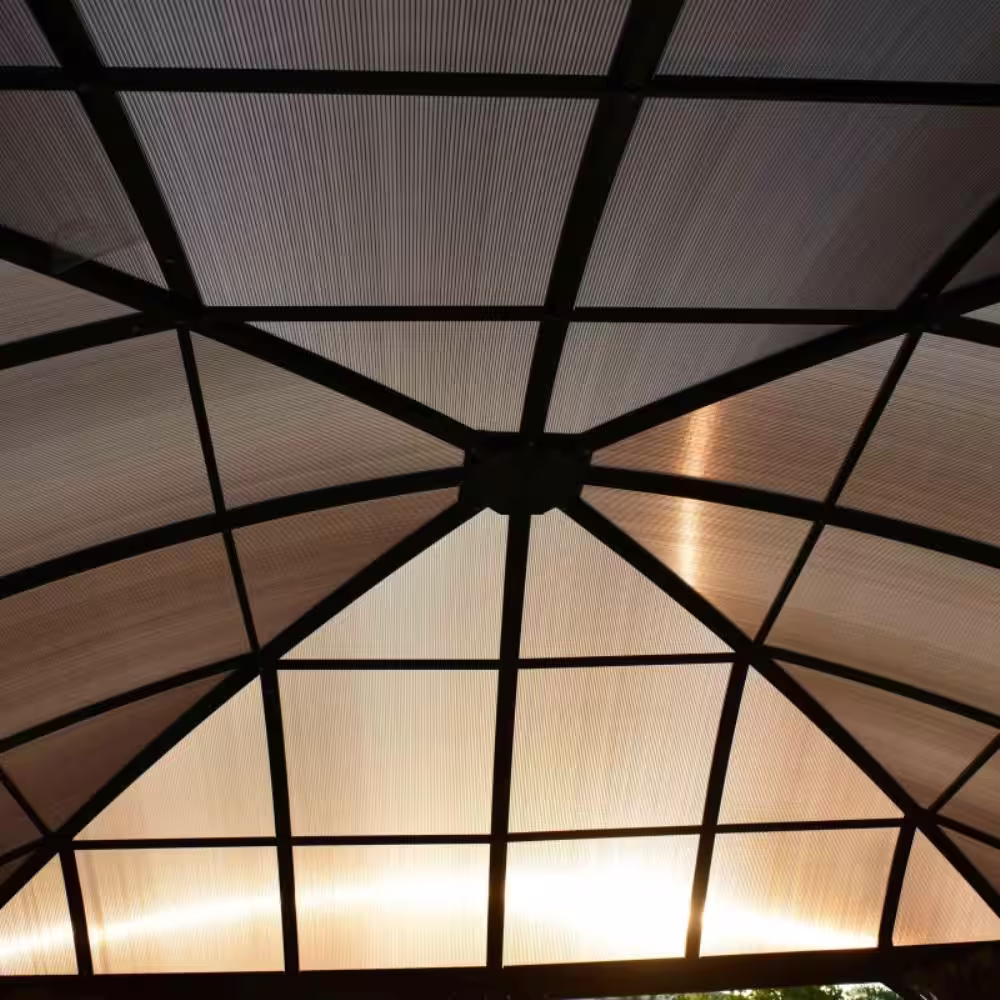 ALEKO 12 ft. x 12 ft. Hardtop Gazebo with Aluminum frame in Brown