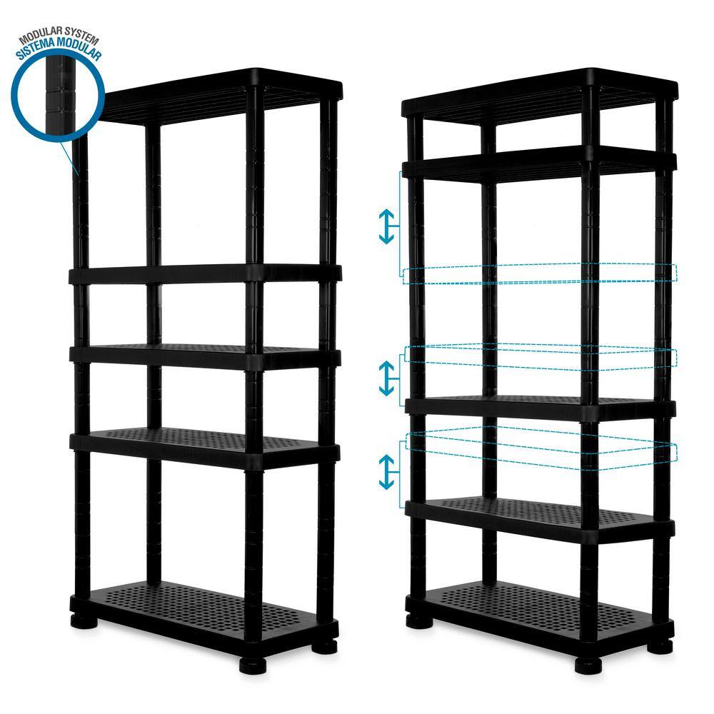 MQ ECO 126.7 in. W x 74.4 in. H x 18.1 in. D 2-Medium and 2-Large 14 Shelves Freestanding Cabinets in Black and Gray