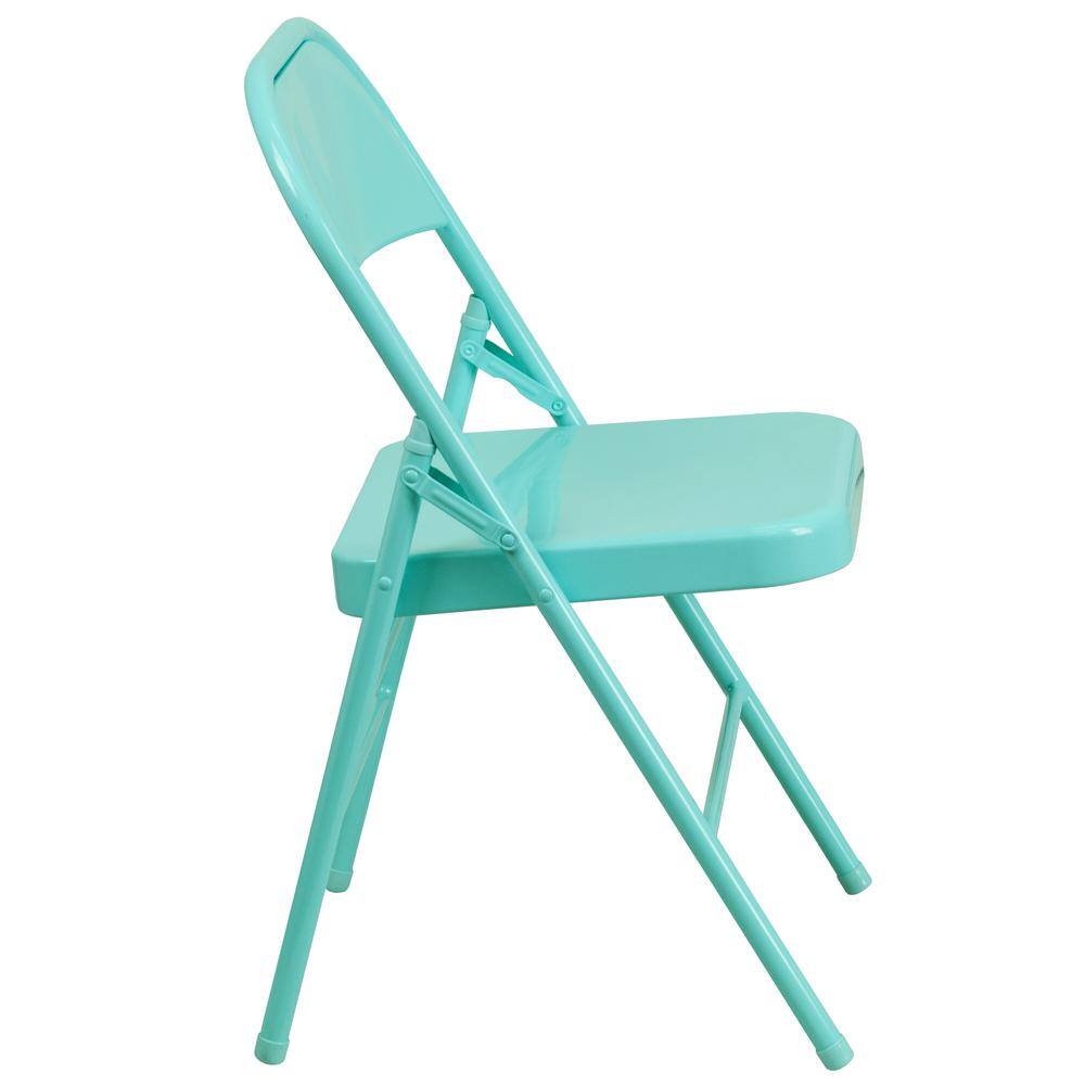 Carnegy Avenue Tantalizing Teal Metal Folding Chair (2-Pack)