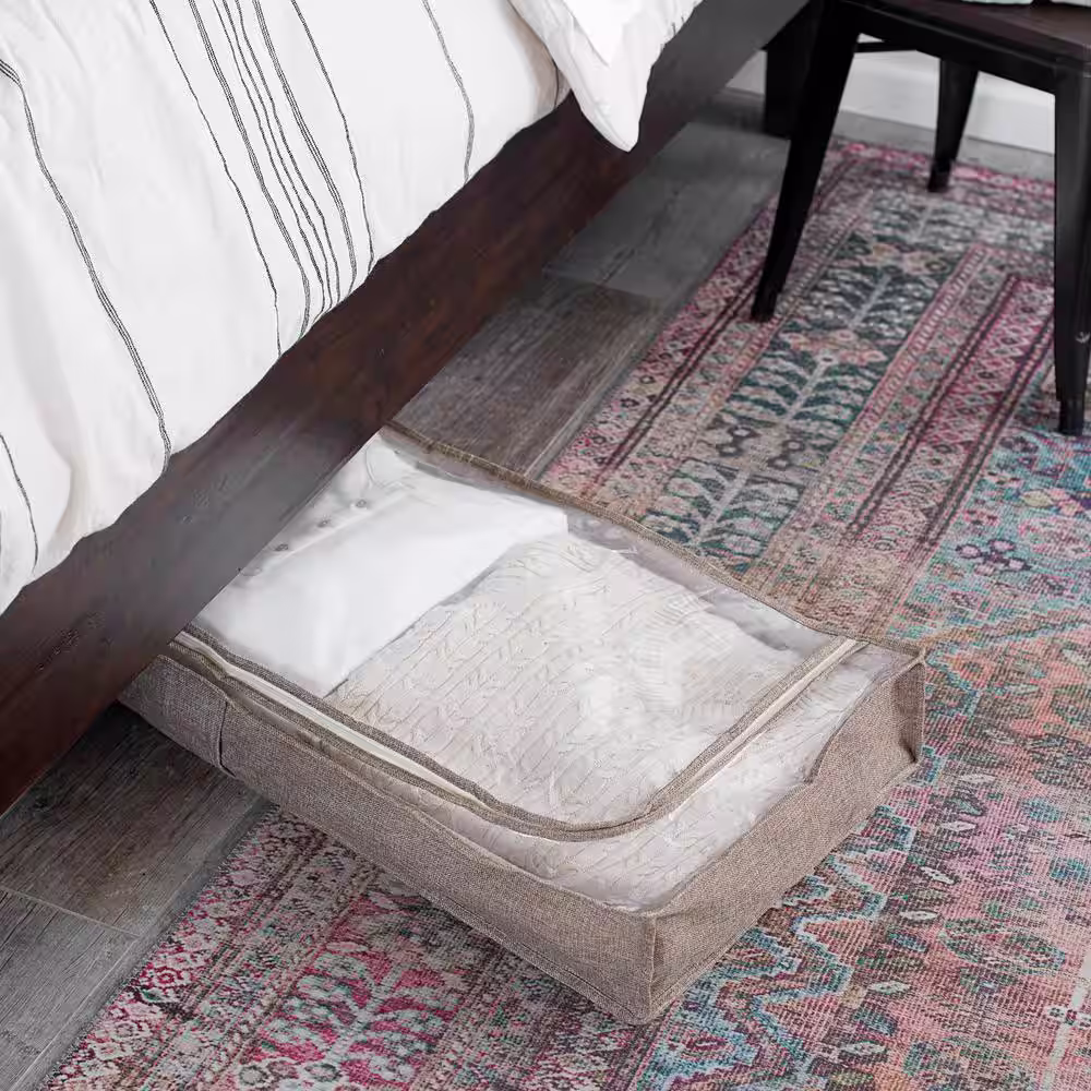 HOUSEHOLD ESSENTIALS 19 Gal. Under Bed Storage Bag Clear PEVA Top and Soft Sides