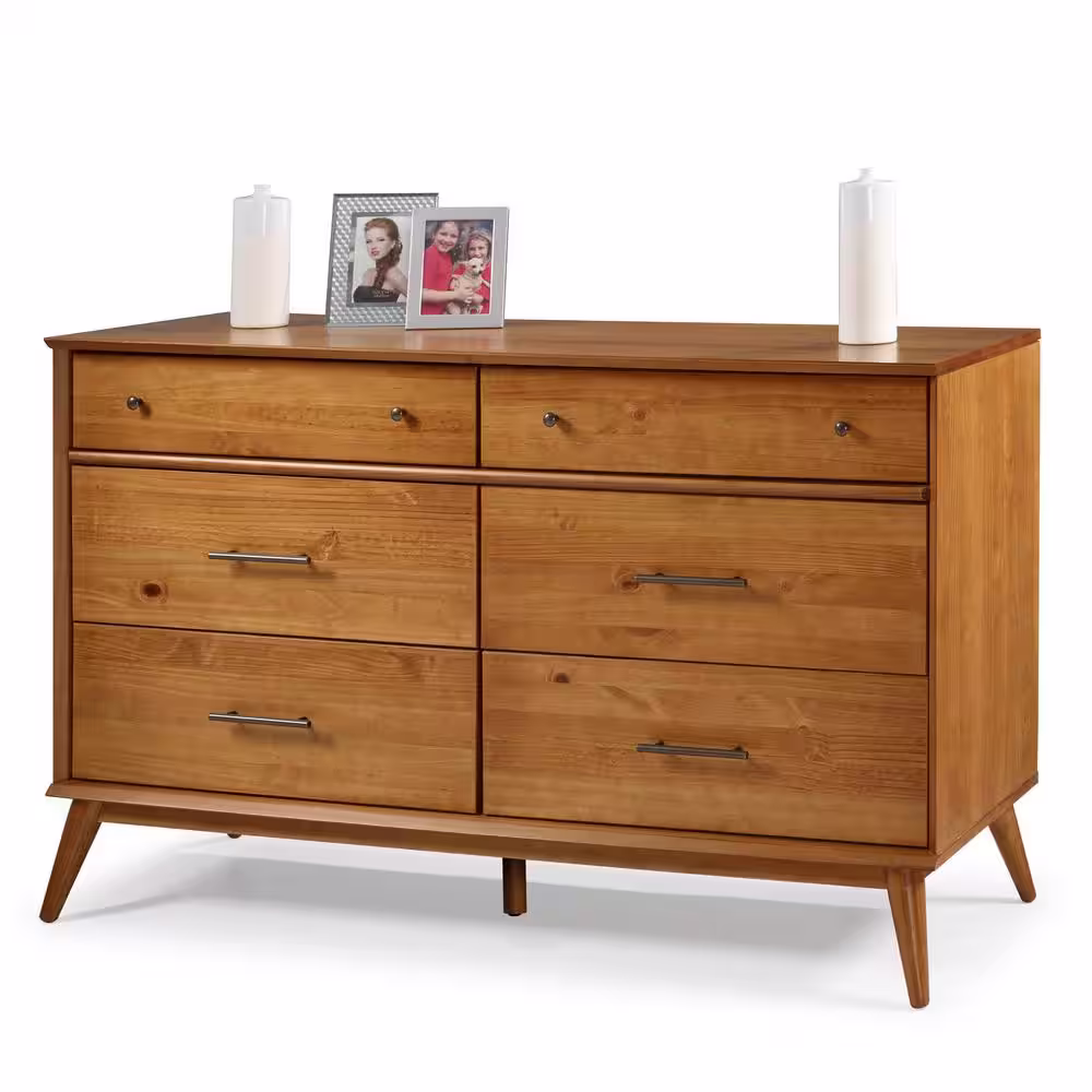 Camaflexi Mid-Century 6-Drawer Castanho Dresser