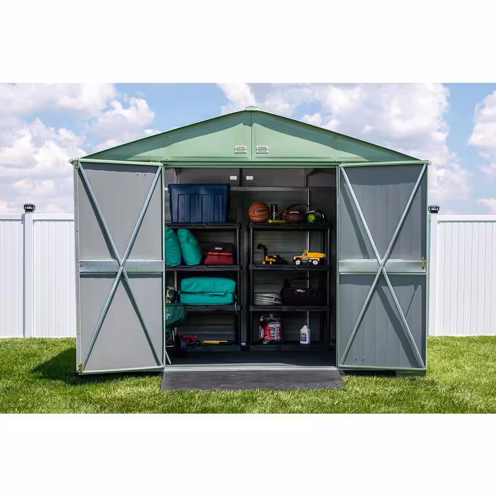 Arrow Select 10 ft. W x 8 ft. D Sage Green Metal Shed (74 sq. ft.)