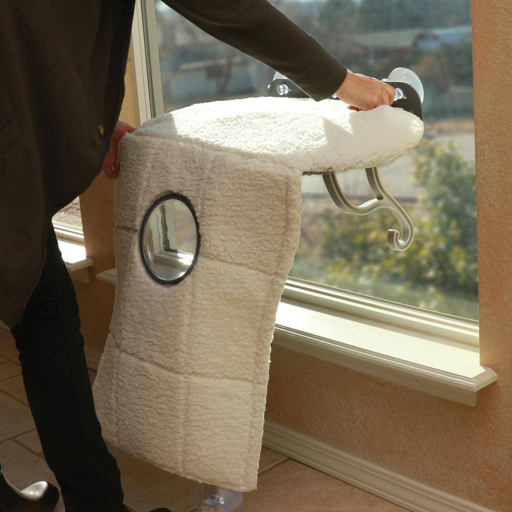 K and H Pet Products 14 in. x 24 in. Large Gray Universal Mount Kitty Sill/Bed with Hood