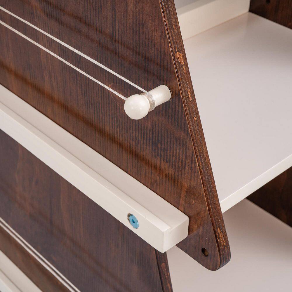 Harper & Bright Designs 23.6in. in. Wide Walnut 4 Shelf Christmas Rotating Wooden Bookcase