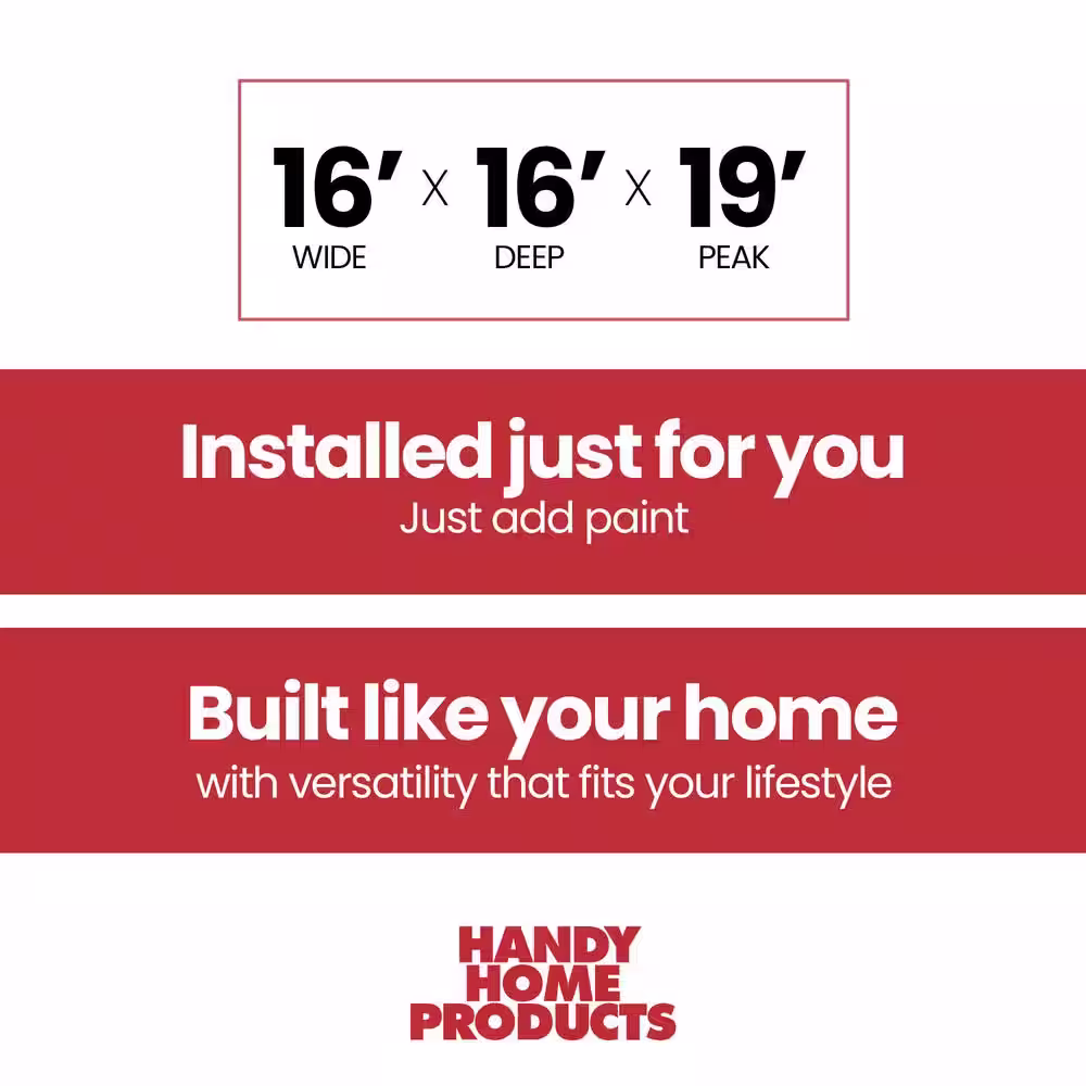 Handy Home Products Professionally Installed Ashland 16 ft. W x 16 ft. D 2-Story Wood Storage Shed with Black Shingles (256 Sq. Ft.)