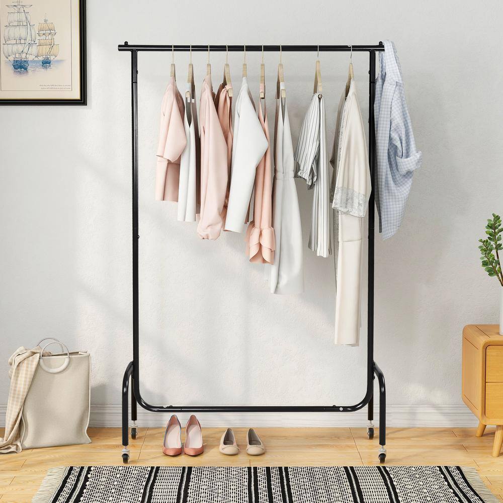 None Black Metal Clothes Rack 43.5 in. W x 66.14 in. H