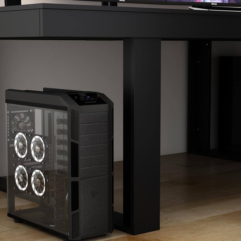 FUFU&GAGA 86.6 in. Width, Retangular Black Walnut Wood Writing Desk Office Commercial Desk Computer Table, Meeting Table