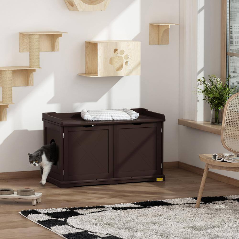 COZIWOW Cat Litter Box Enclosure Large Box House with Table