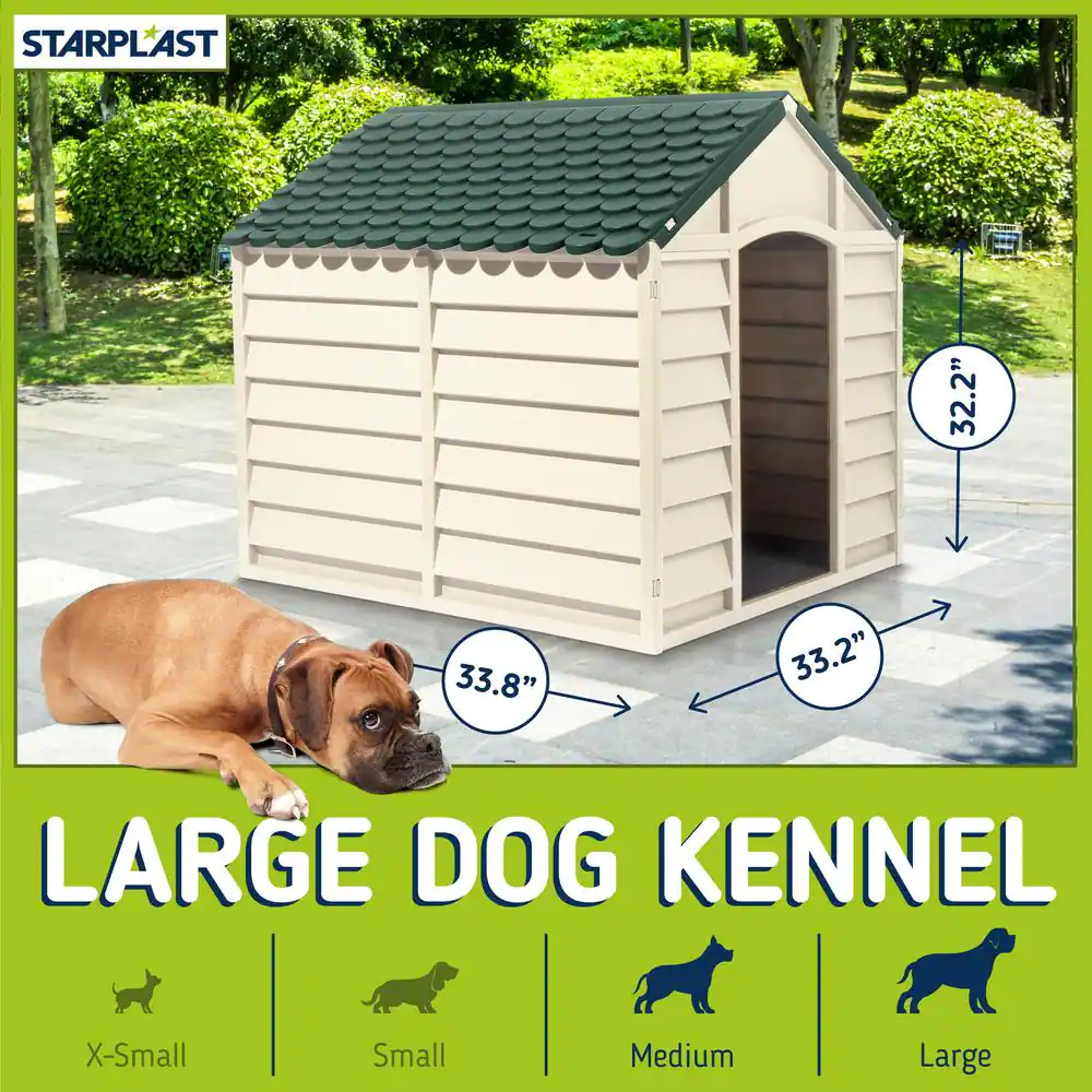 Starplast Dog Kennel Beige and Green-Large