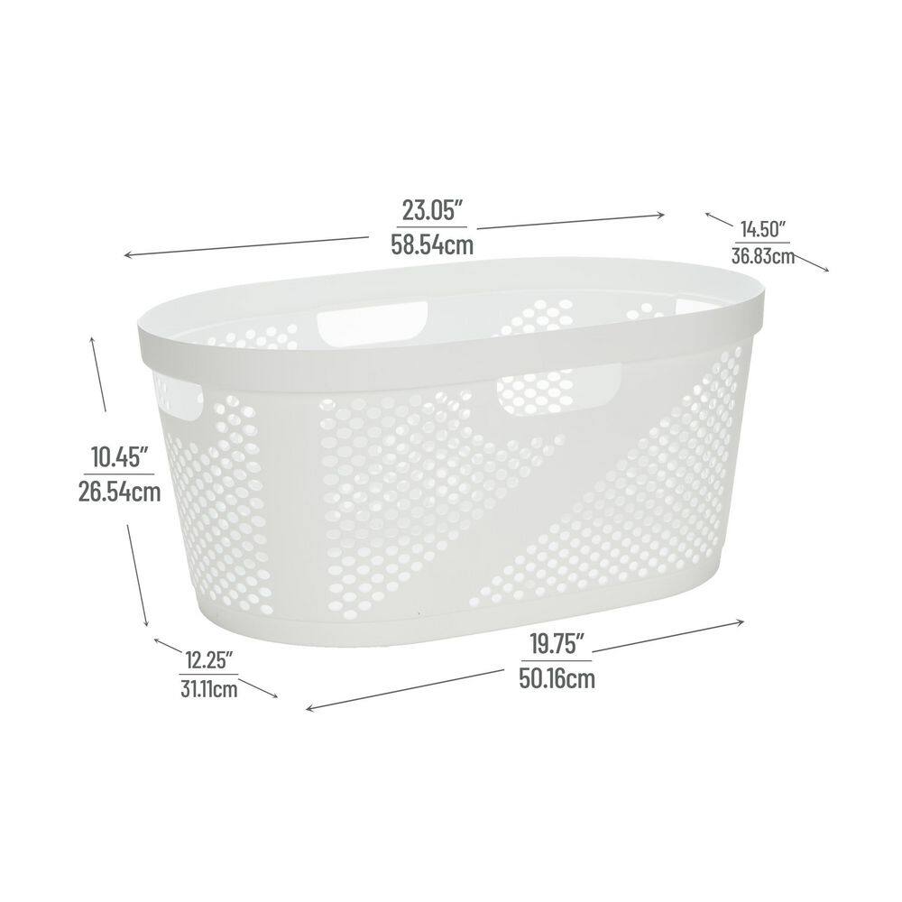Mind Reader Basket Collection, Laundry Basket, 40 Liter (10kg/22lbs) Capacity, Cut Out Handles, Set of 2, White