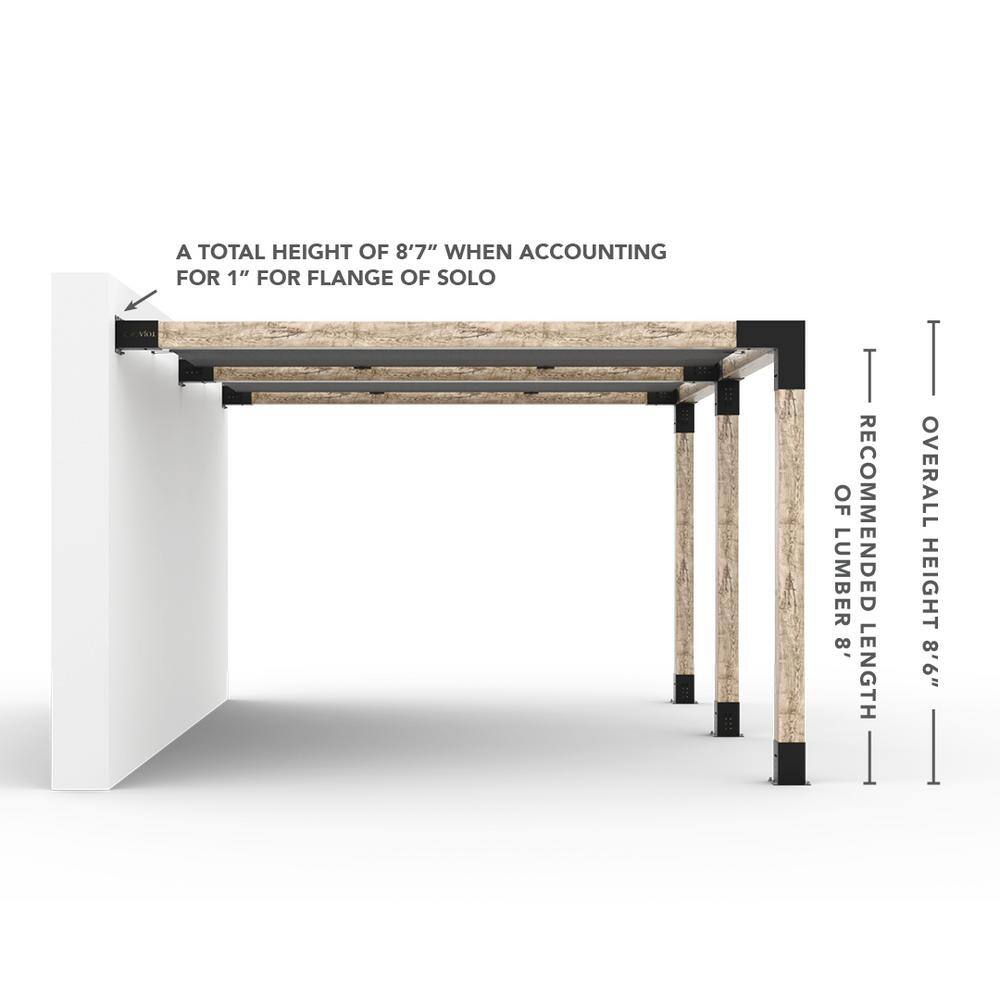 TOJA GRID 12 ft. L x 20 ft. W Double Wall Mount Pergola Kit with 2 White Shade Sails, 6x6 Wood