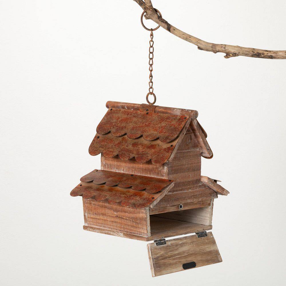 SULLIVANS 10.5 in. Brown Copper Shingled Wood Birdhouse