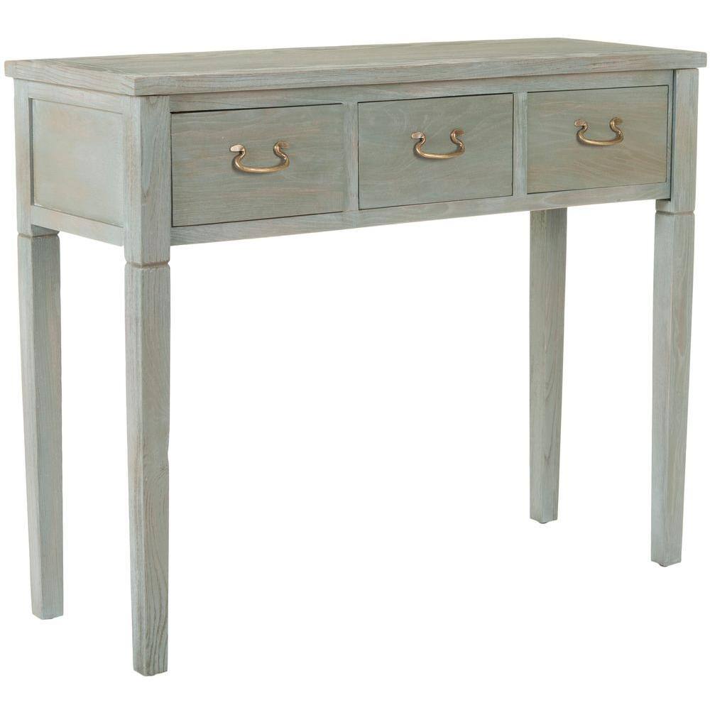 SAFAVIEH Cindy 40 in. 3-Drawer Gray Wood Console Table