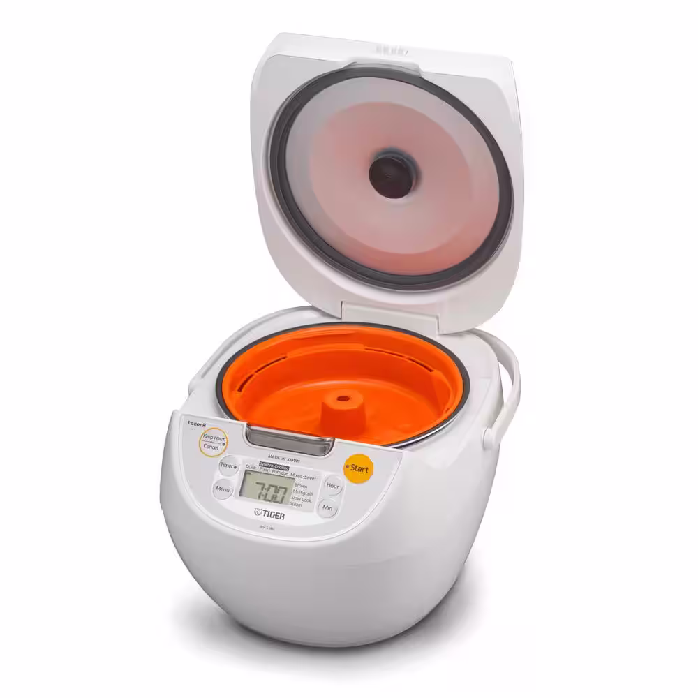 Tiger Micom 10-Cup White Rice Cooker with Tacook Cooking Plate