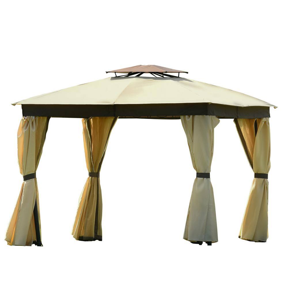 None Patio 10 ft. x 10 ft. Khaki Garden Canopy Gazebo Canopy