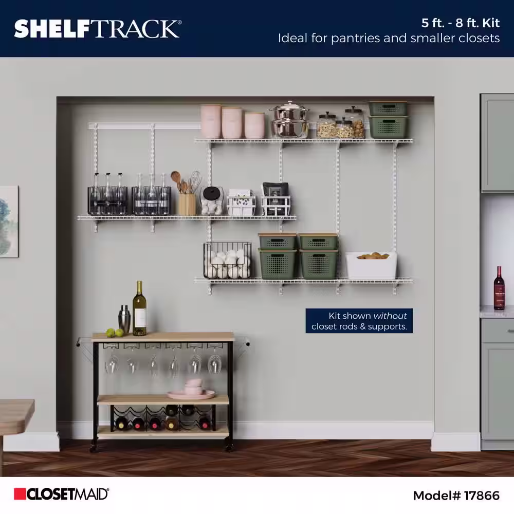 ClosetMaid Shelftrack 5-8 ft. Wide White Wire Adjustable Walk-In Closet System