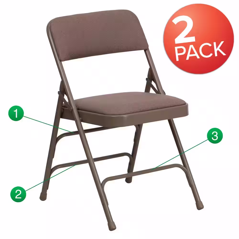 Carnegy Avenue Beige Fabric/Beige Frame Metal Folding Chair (2-Pack)