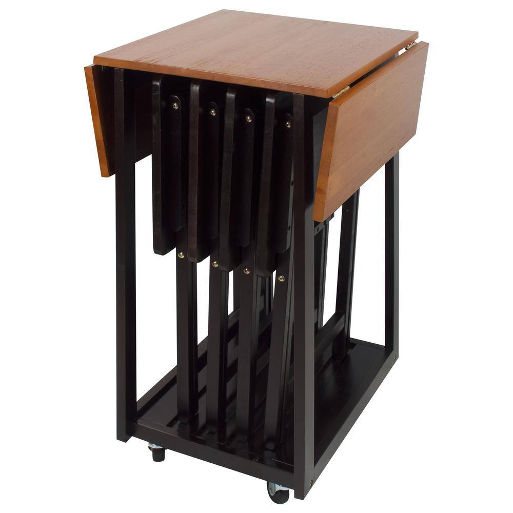 Casual Home Mission Oak Espresso Drop Leaf Table with TV Tray