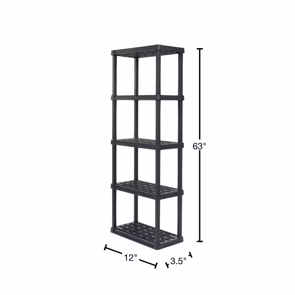IRIS Plastic Rack Shelf with 5-Medium Shelves, Black