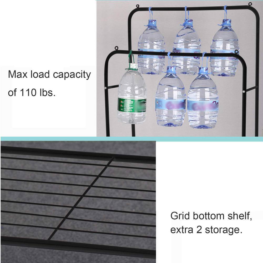 None Black Metal Garment Clothes Rack Double Rods 31.5 in. W x 63 in. H