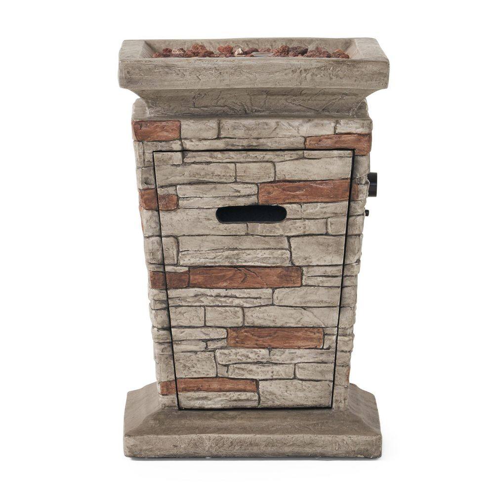 Noble House Laguna 19.50 in. x 29.00 in. Square Stone MGO Fire Pit - 40,000 BTU
