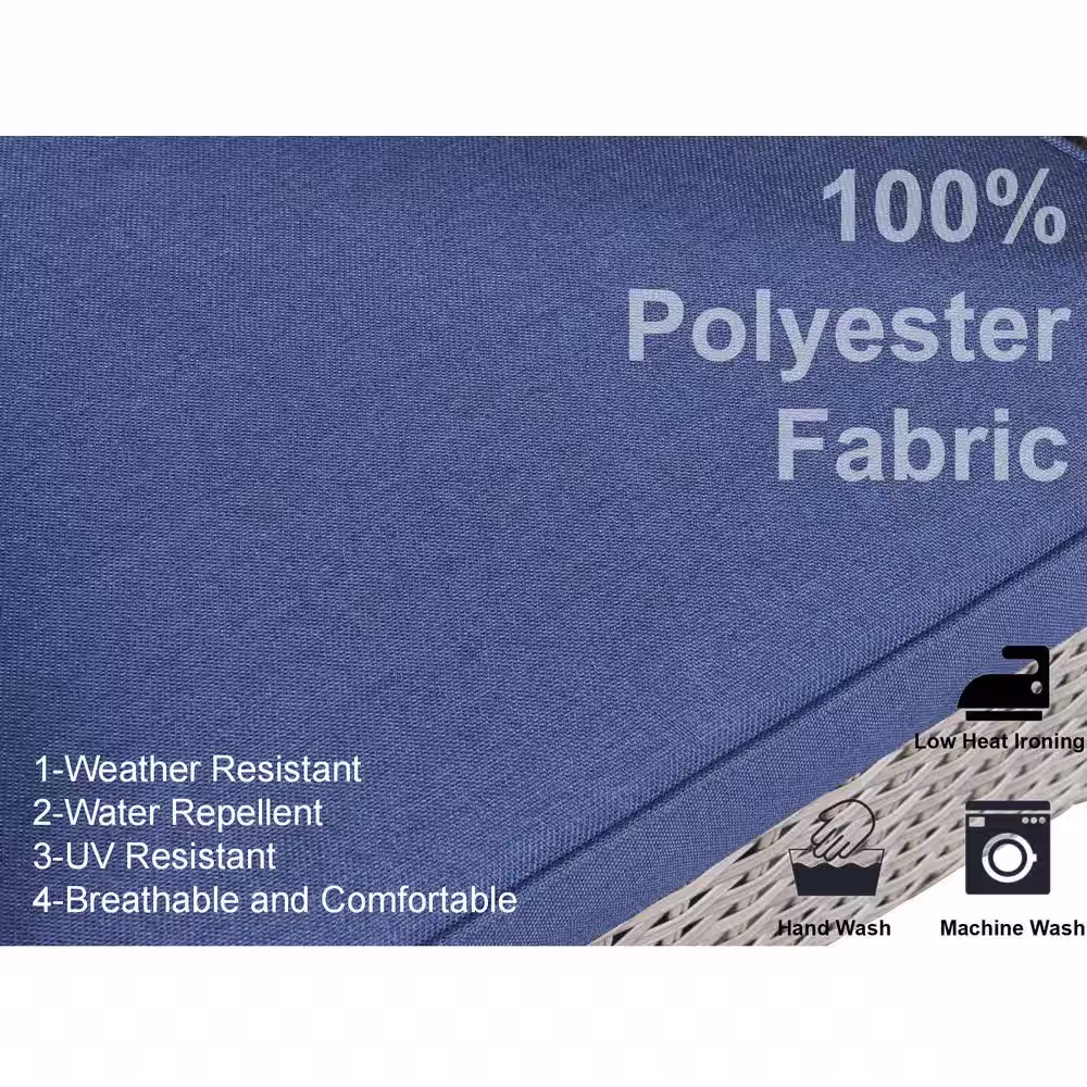 Gymojoy Carlos Grey 4-Piece Wicker Patio Conversation Set with Blue Cushions