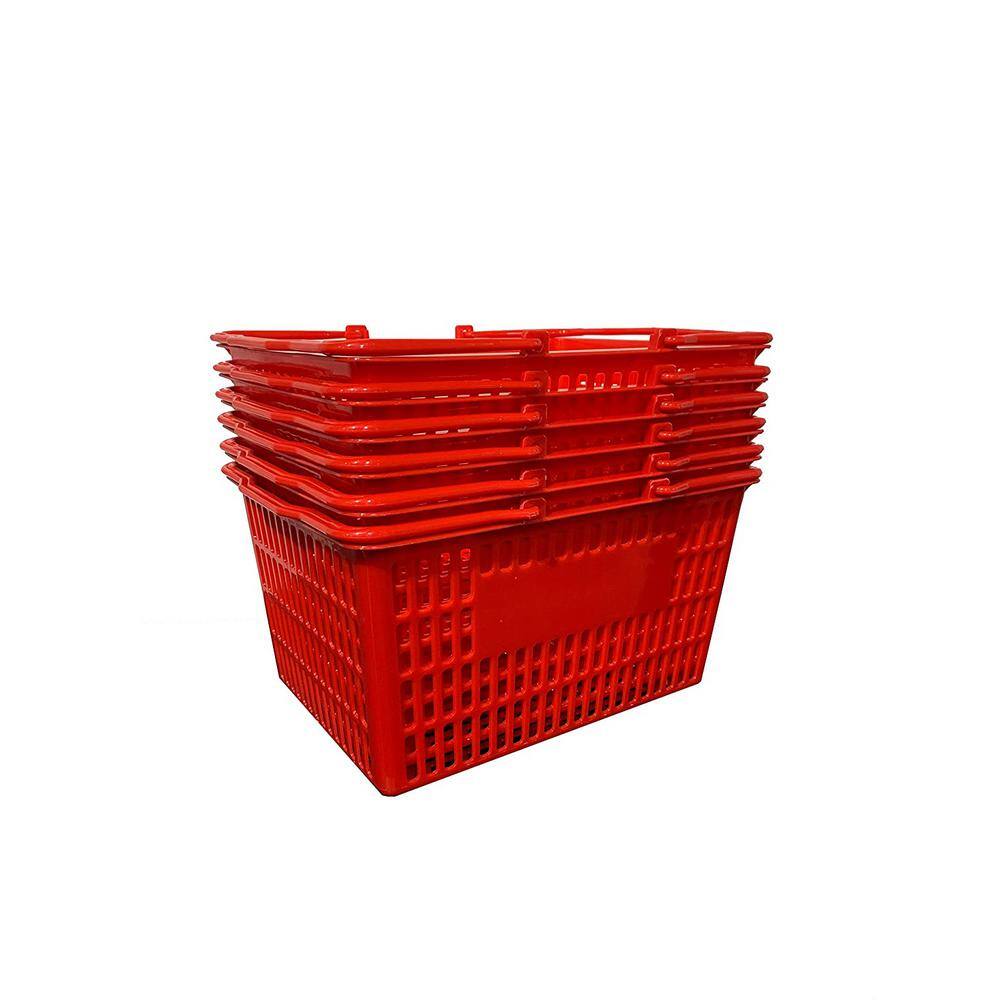Only Hangers 15.5 in. L x 11.5 in. W x 8 in. H Red Plastic Durable Storage Baskets with Easy Grip Plastic