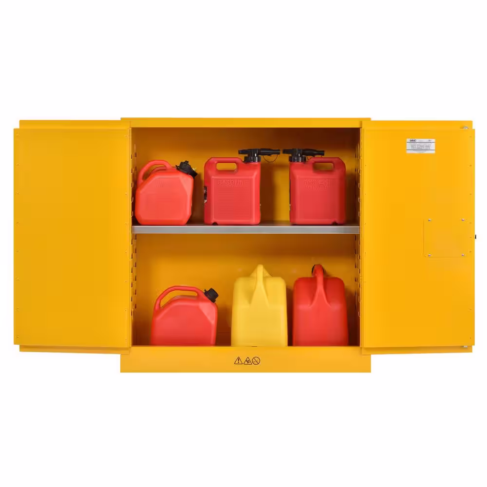 Sandusky Steel Freestanding Garage Cabinet in Safety Yellow (43 in. W x 44 in. H x 18 in. D)