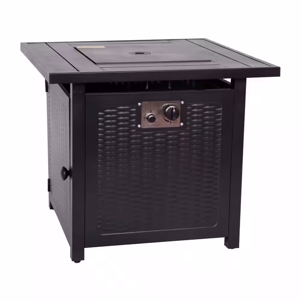 None Black Steel Fire Pit Table