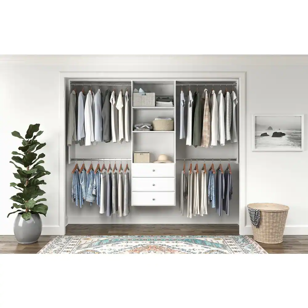 Closet Evolution Premium 60 in. W - 96 in. W White Wood Closet System