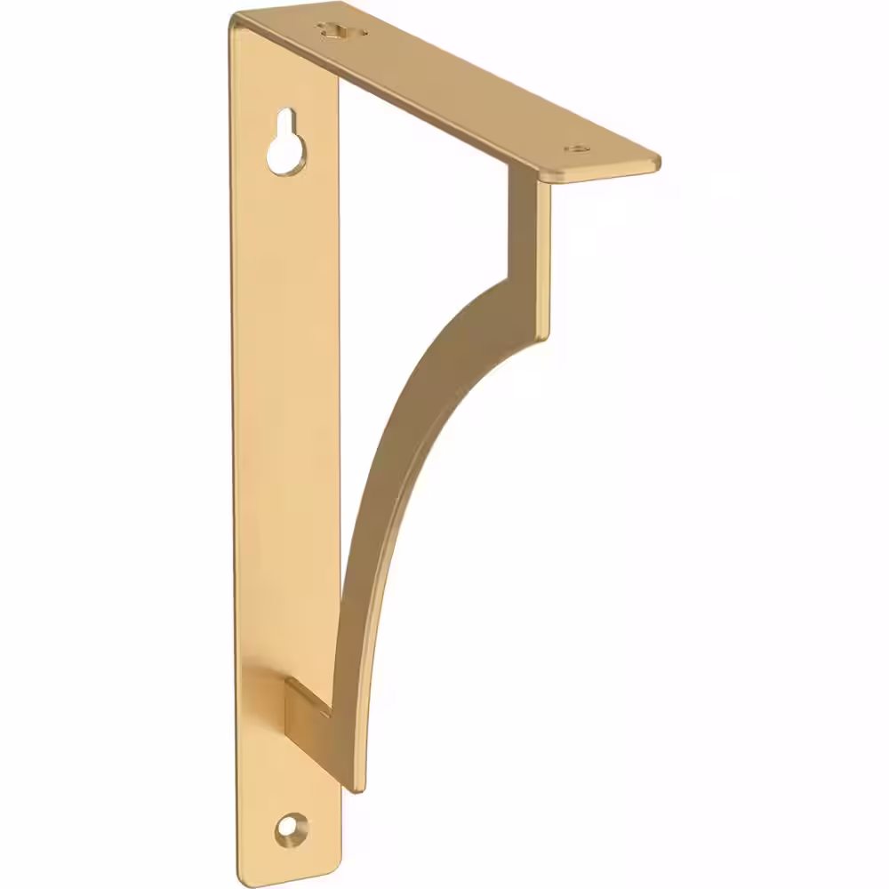 Liberty 6 in. x 8 in. Classic Casual Satin Gold Shelf Bracket 2-Pack