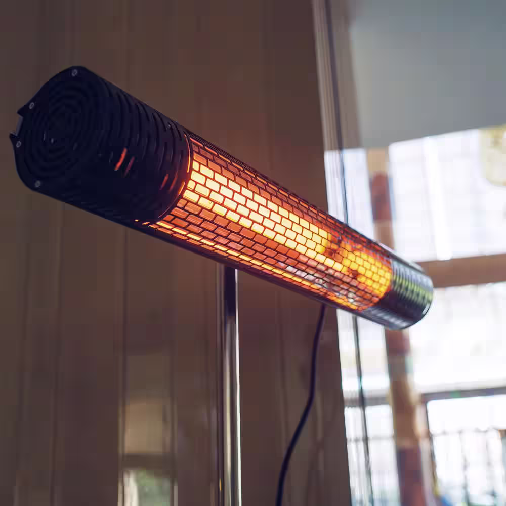 Hanover 30.7 in. 1500-Watt Infrared Electric Patio Heater with Remote Control in Silver