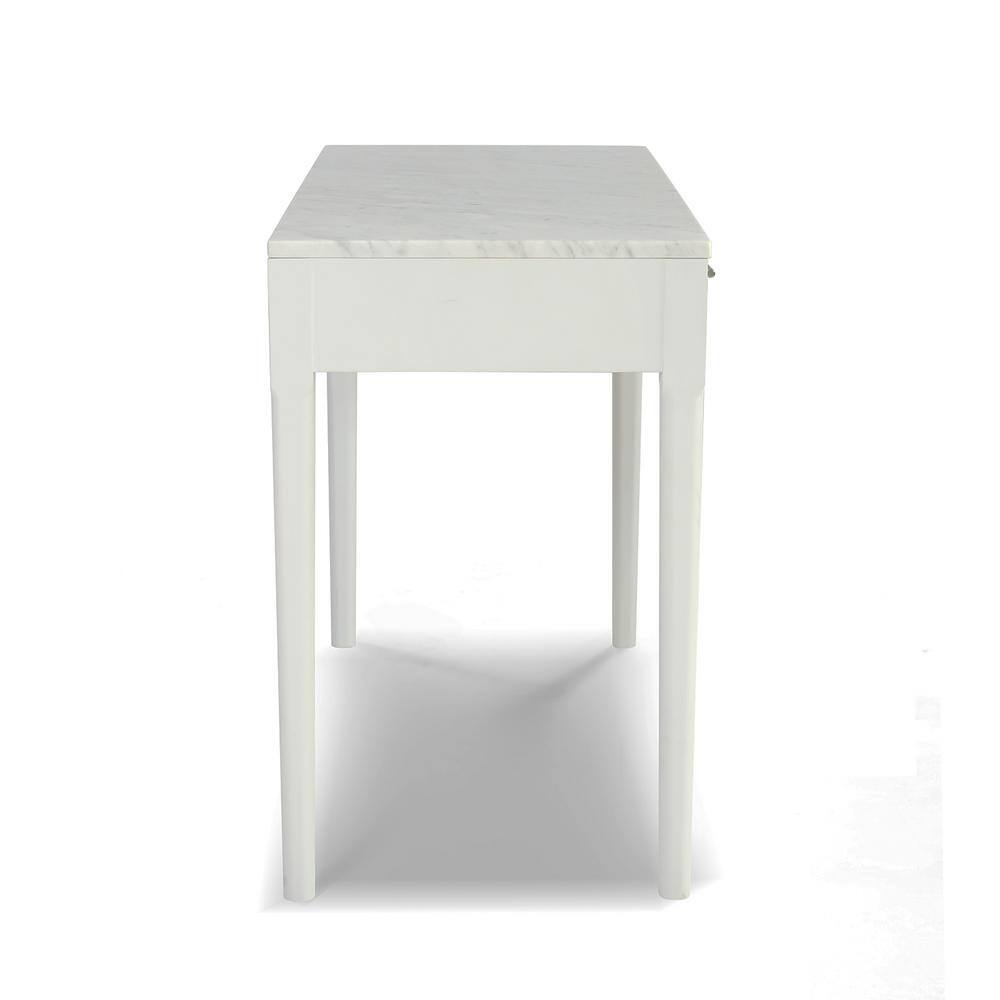 AndMakers Meno 36 in. White Standard Rectangle Marble Console Table with Drawers