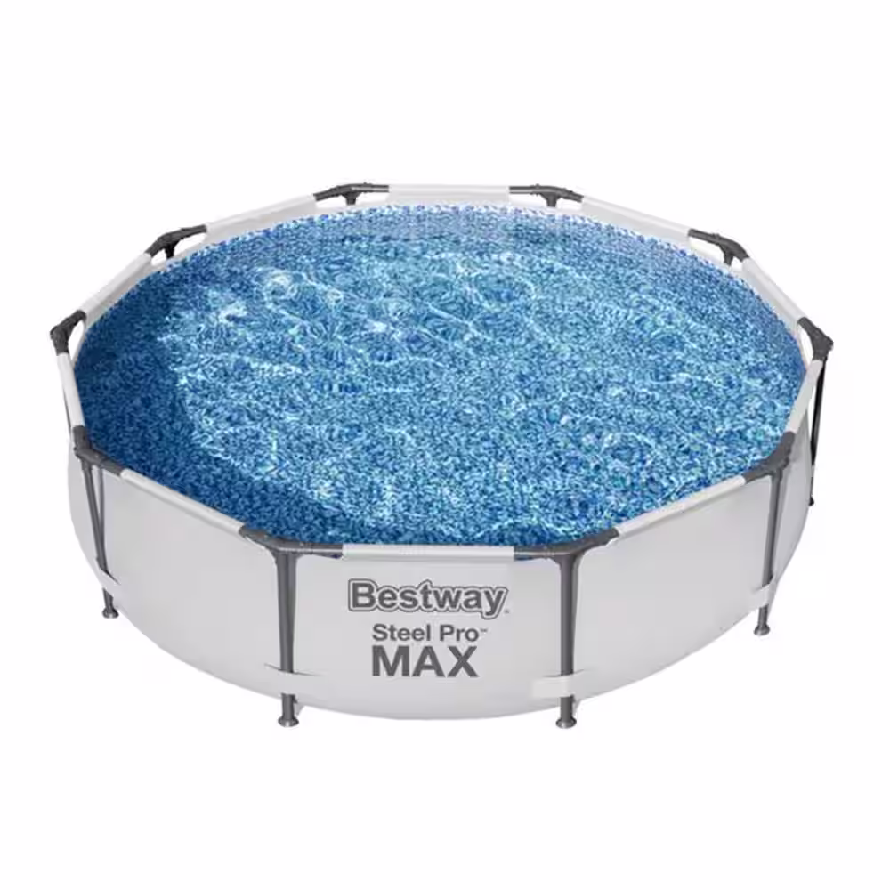 Bestway 56407E 10 ft. Round 30 in. High Metal Frame Pool Steel Pro MAX Family Swimming Pool Set