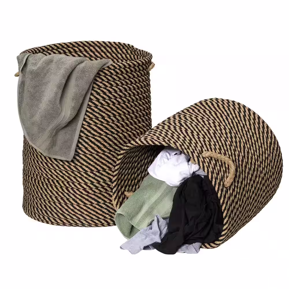 Colonial Mills Cabana Woven Black Round Hamper17 in. x 17 in. x 22 in.