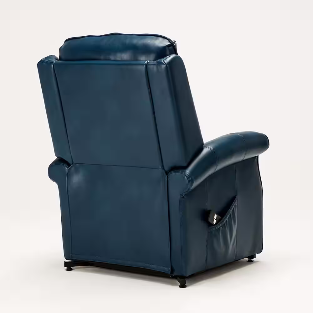 None Lehman 35 in. Width Big and Tall Navy Blue Faux Leather 3 Position Recliner