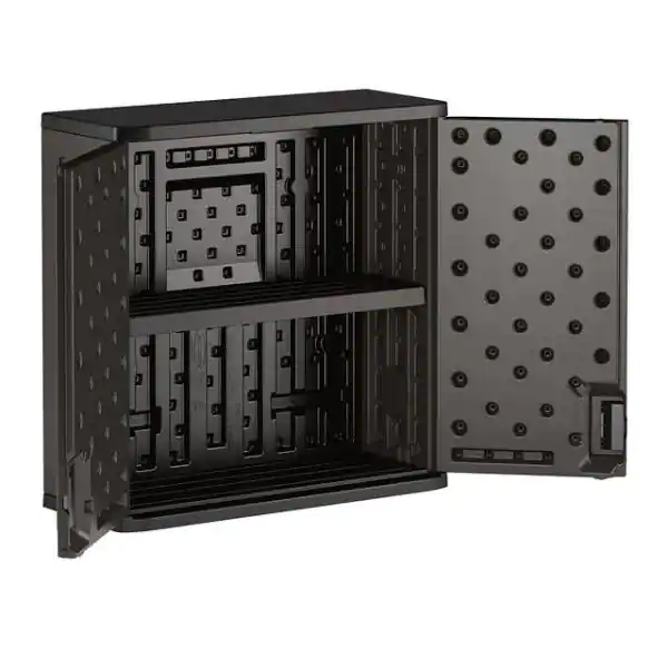 Suncast Commercial 30 in W x 30 in H x 12 in D 1-Shelf Wall Mounted Resin Garage Cabinet in Slate