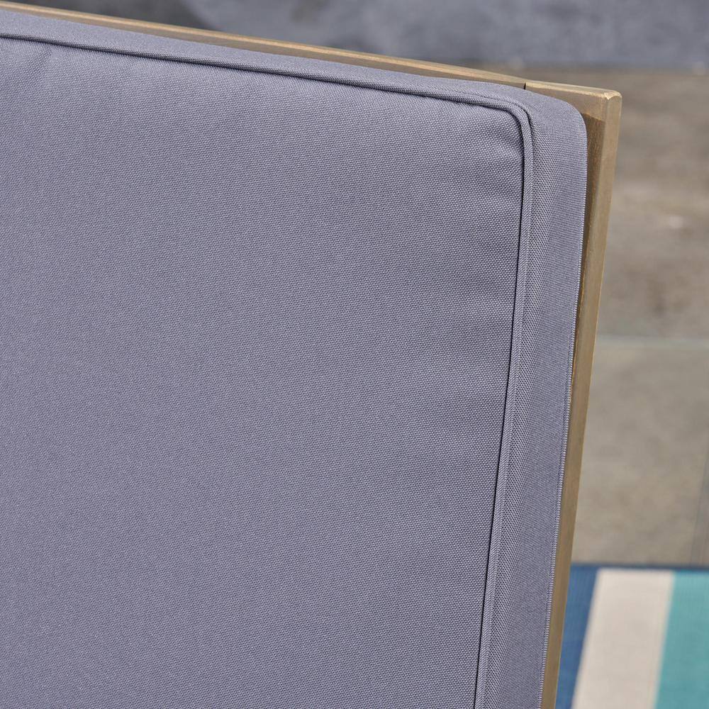 Noble House Champlain Grey 3-Piece Wood Patio Conversation Set with Dark Grey Cushions