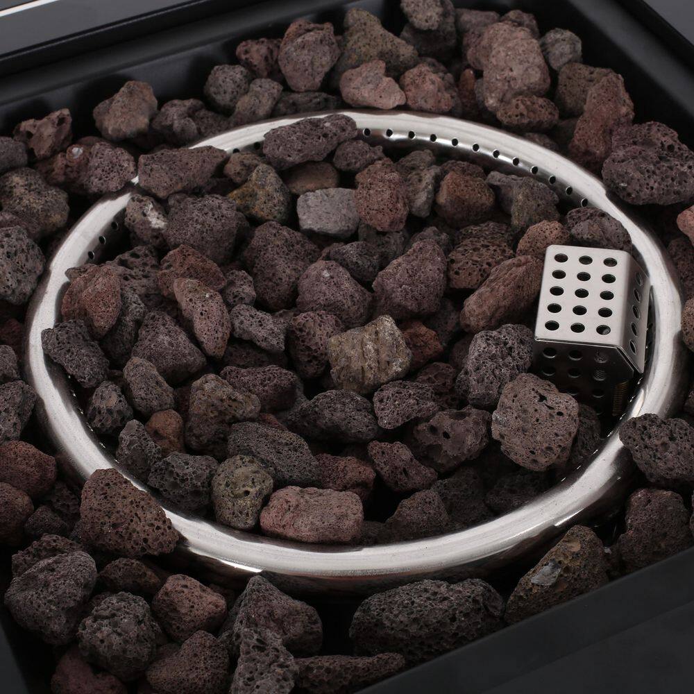 Noble House Haraldson Black Square Metal Fire Pit