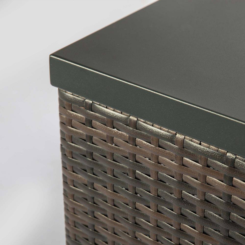 Sireck 32 in. Brown Square Wicker Metal Fire Pit Table