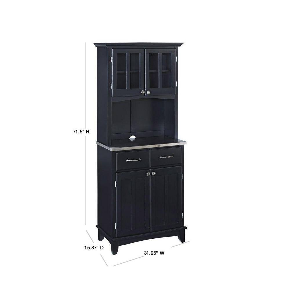 HOMESTYLES Black and Stainless Steel Buffet with Hutch