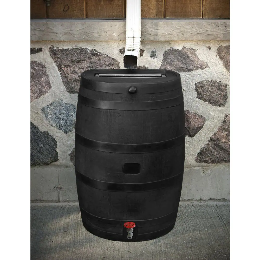 RTS Home Accents 50 Gal. Rain Barrel Black Colour with Plastic Spigot
