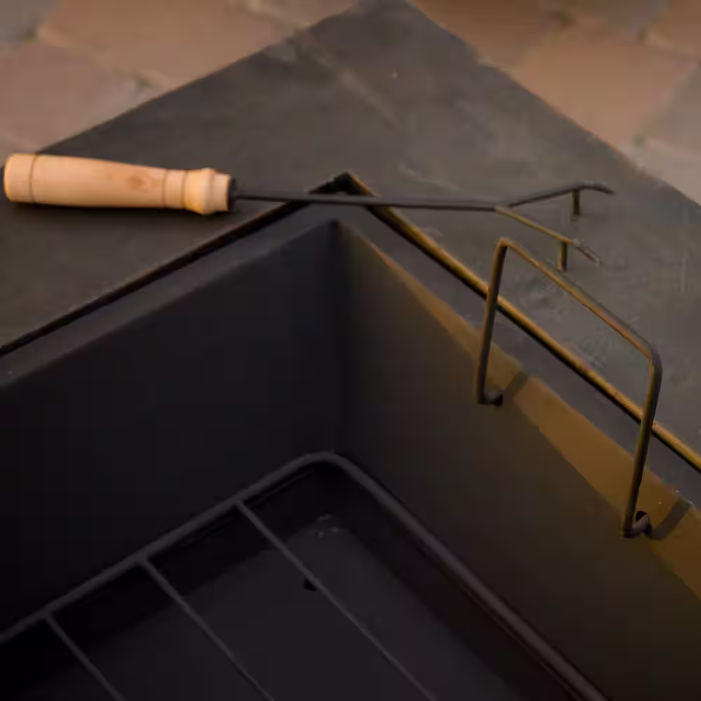 Noble House Crestline 29.00 in. x 17.10 in. Square Natural Stone Fire Pit