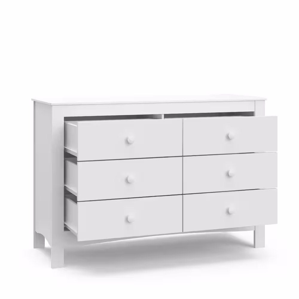 Graco Noah White 6 Drawer Double Kids Dresser (47.24 in. W x 17.52 in. D x 31.97 in. H)