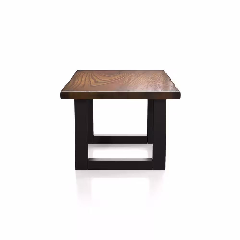 Furniture of America Verdu Rustic Tobacco Oak Wood 72 in. Trestle Dining Table With Live Edge Seats 6