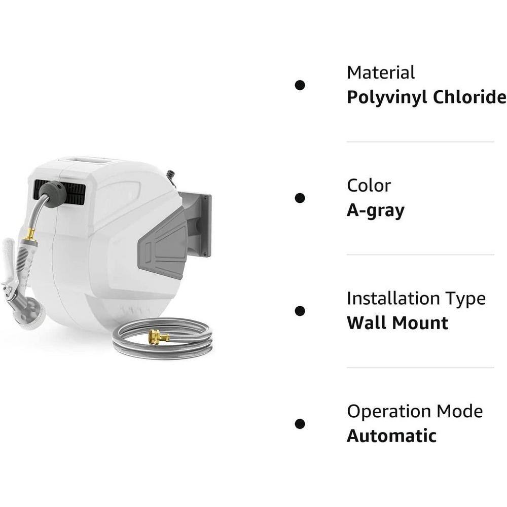 None 1/2 in. Dia x 100 ft. Wall Mounted Hose Reel with 9-Function Sprayer Nozzle